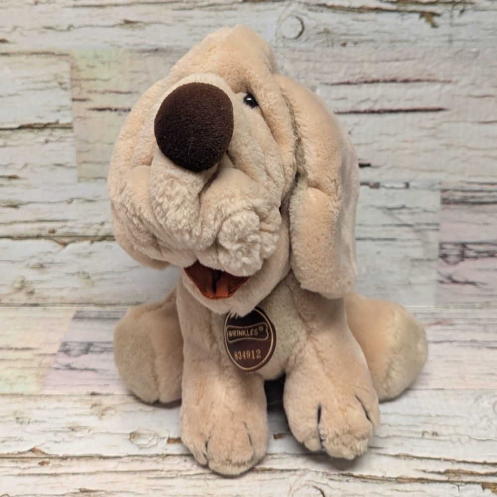 Vintage 1984 Wrinkles Plush Ganz Bros Heritage Collection Sitting Cream Tan Pup